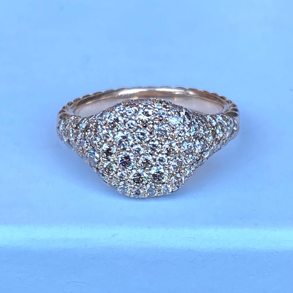 David Yurman cognac diamond chevron 10mm pinky ring like new size 4.5.
